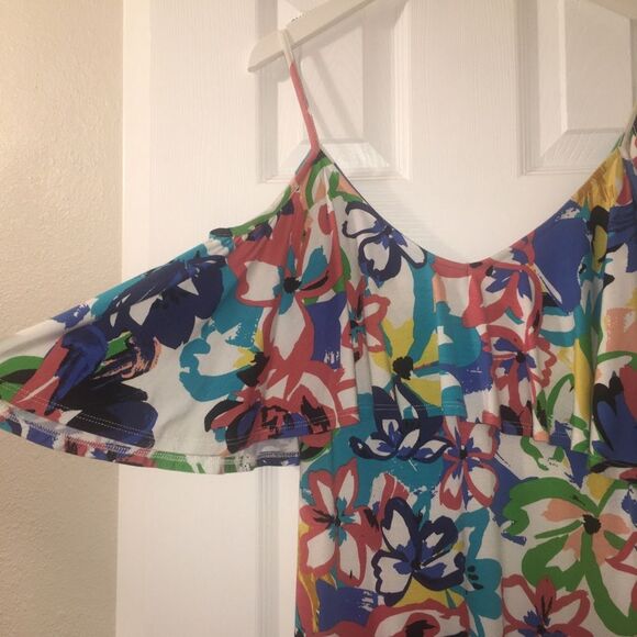 Rachel Pally Dress Floral Flounce Size small Jae‎ Floral Cold Shoulder Midi - Picture 6 of 8